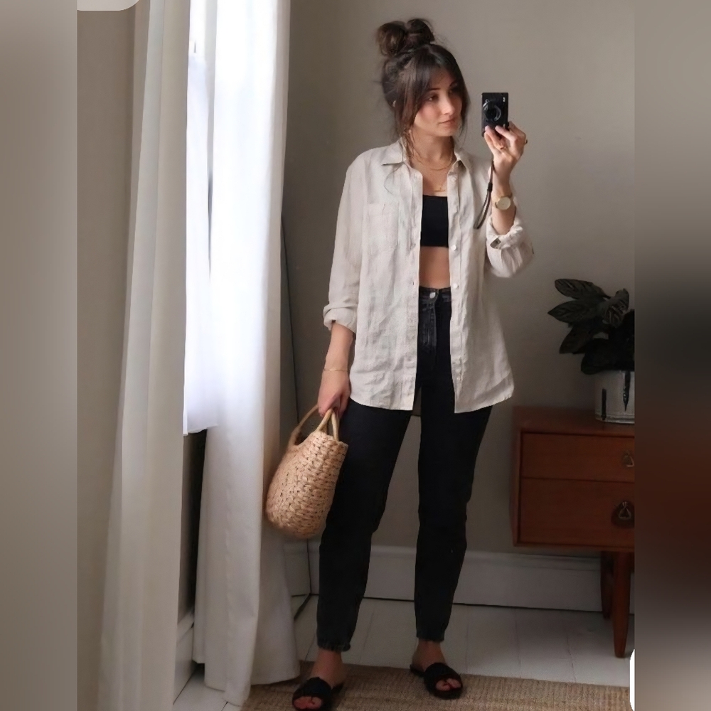 NWT Sigrid Olsen Natural Linen Shirt